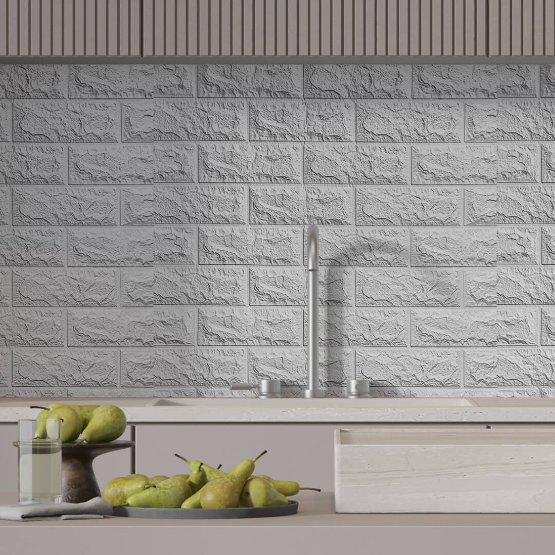 Панель ПВХ на клеевой основе "Белый кирпич" Акция 700*770мм Ultra (10шт) ДОНГХАЙ STSR-659 - Вид №1