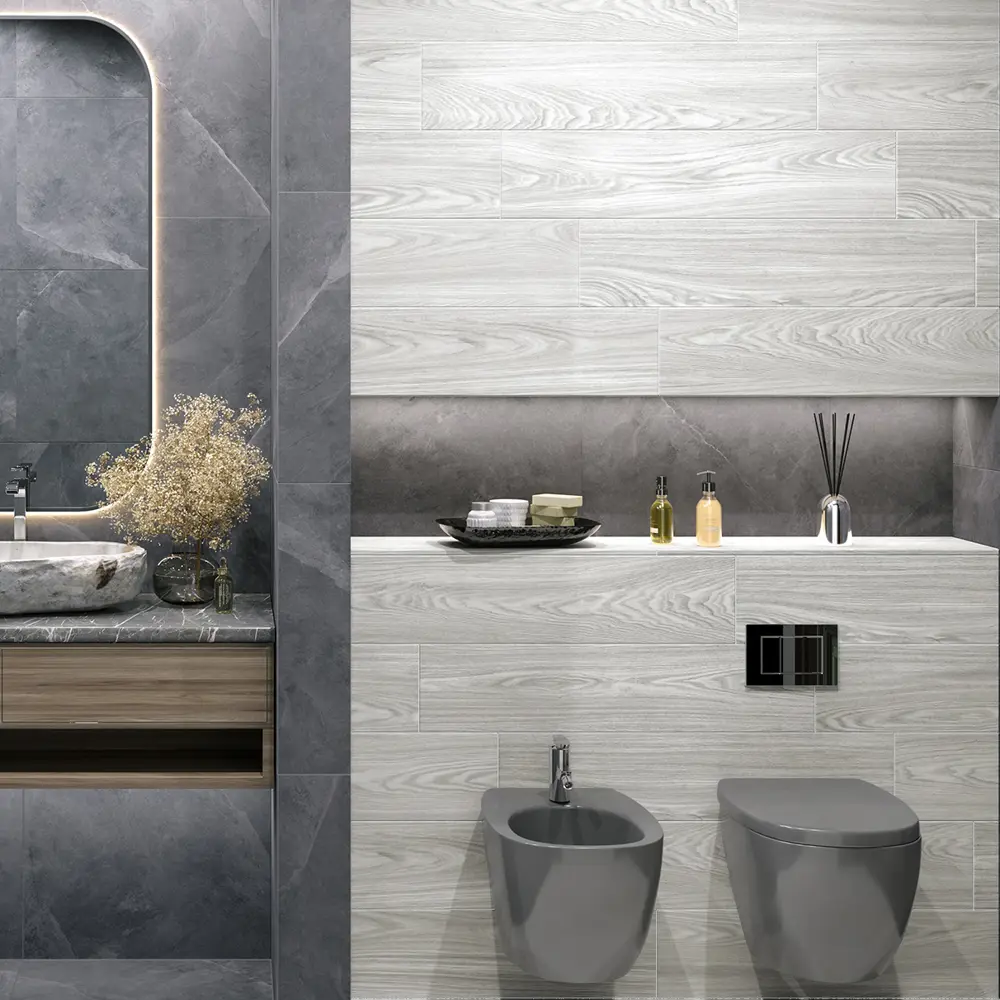Керамогранит Alma Ceramica Andora 20x90 см 1.44 м² матовый цвет серый 86711027 STLM-2086958