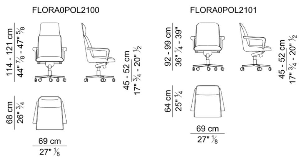 Кожаное вращающееся офисное кресло с колесами i 4 Mariani FLORA ARCH-00120349 - Вид №6