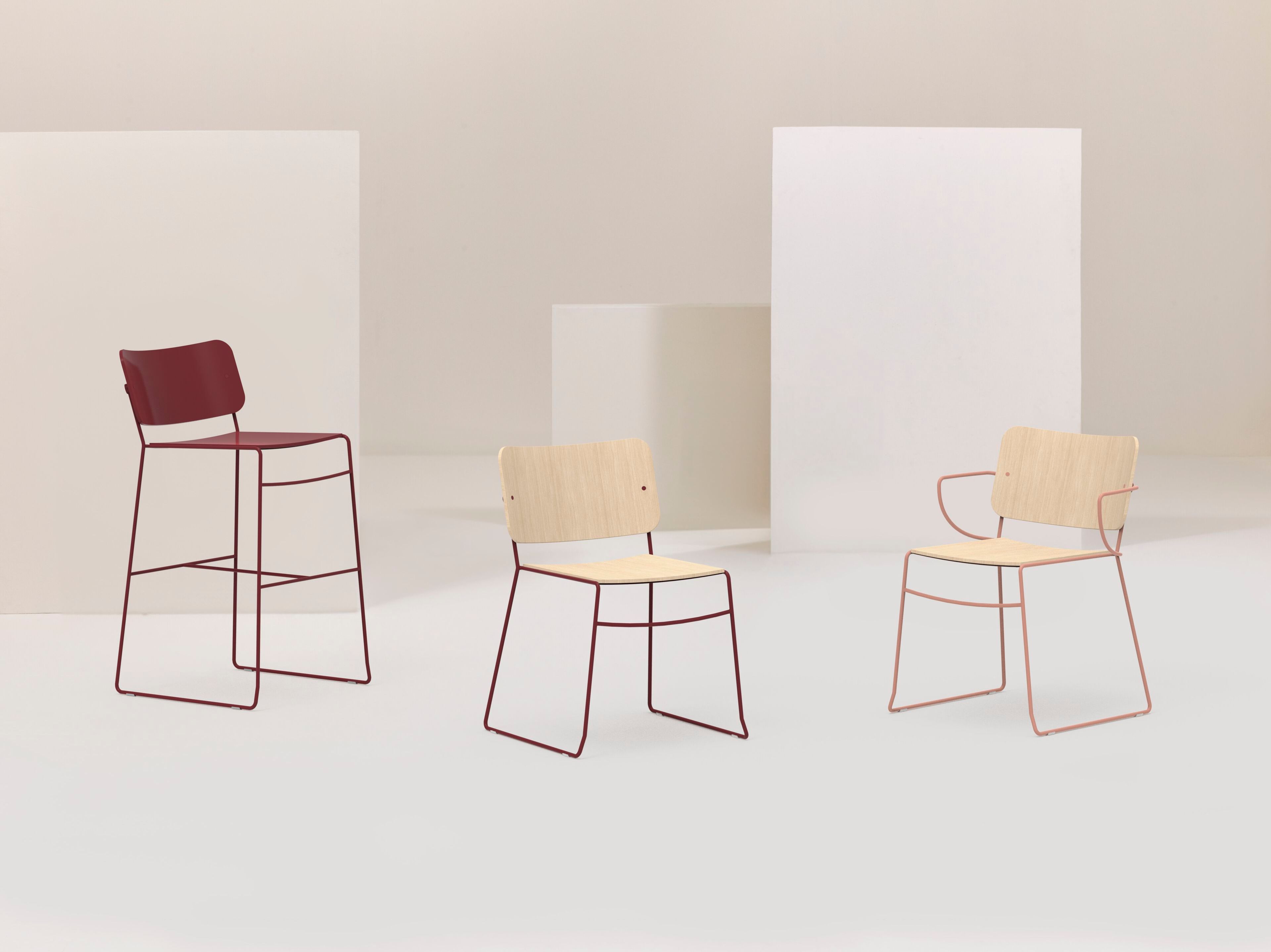 Высокий табурет из стали и ясеня Billiani Button Down ARCH-00031553 - Вид №1