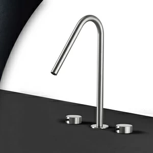 Смеситель для раковины сталь матовая с черной ручкой Toki Radomonte TKI24SCIL32