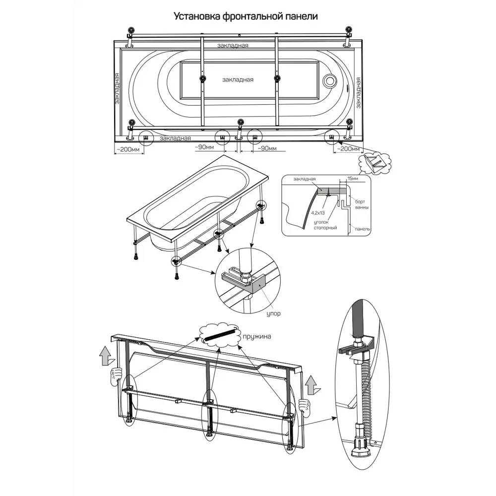 83240850 Панель фронтальная для ванны «Ницца» 180 см STLM-0975746 Santreyd - Вид №2