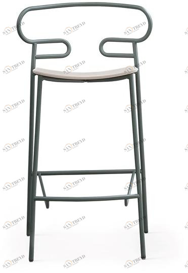 TrabA' Табурет из металла и ясеня с подставкой для ног Genoa 0049 met