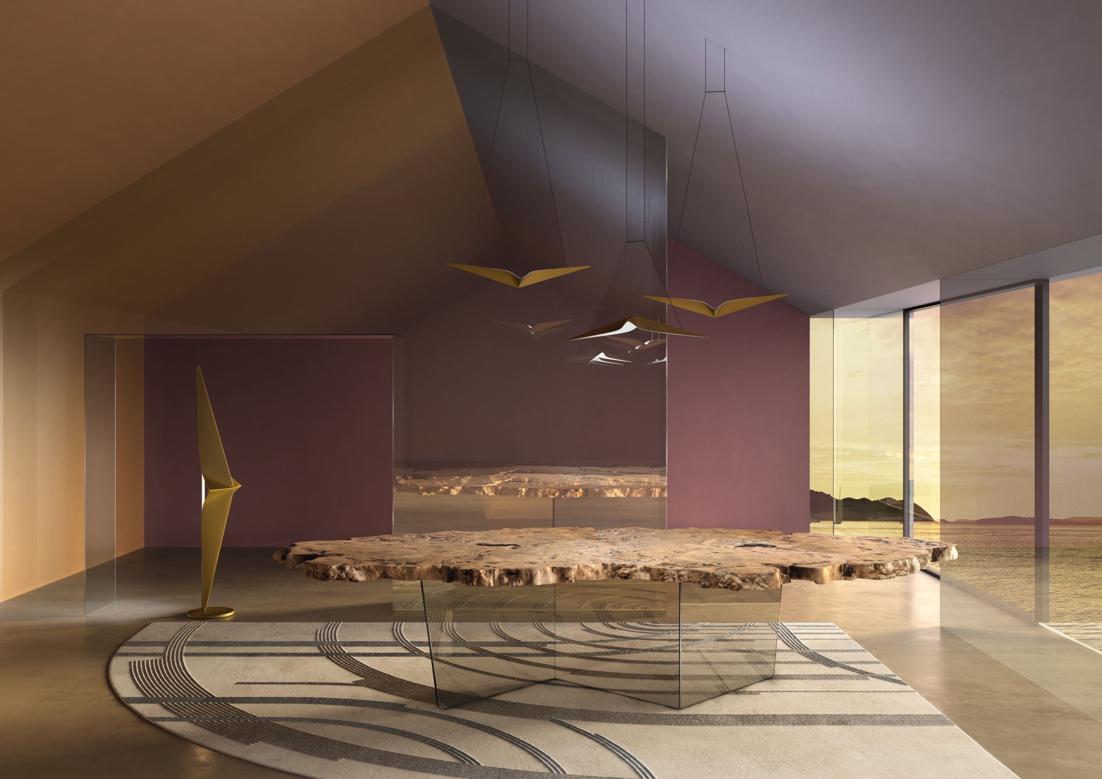 Обеденный стол из дерева и стекла Bizzotto Italia ARCH-00082149 - Вид №2