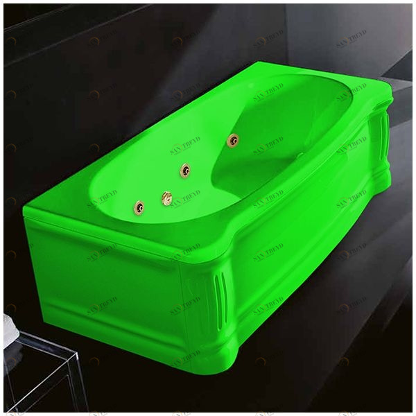 Ванна Gruppo treesse New Classic STX-V677B-DX-ZE зелёная с гидромассажем и дезинфекцией прямоугольная правая  с золотой фурнитурой STXV677BDXZEZ
