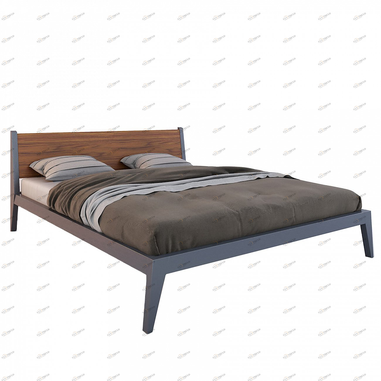 Кровать деревянная 200х200 серо-коричневая Fly BRAGIN DESIGN ДИЗАЙНЕРСКИЕ 256399 Серый 