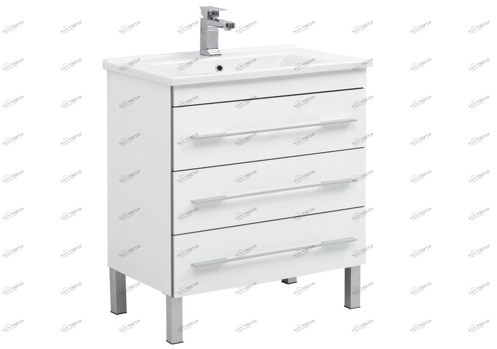 Тумба с раковиной Aquanet Верона N 75 белый (напольная 3 ящика) 0018628900182319