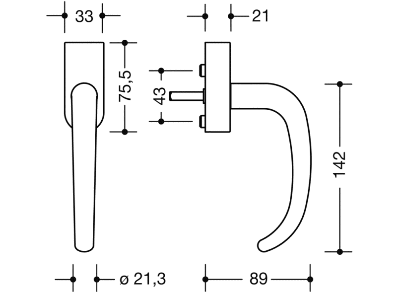 170XAFGA.3K оконная ручка HEWI Beschläge für Fenster  - Вид №1