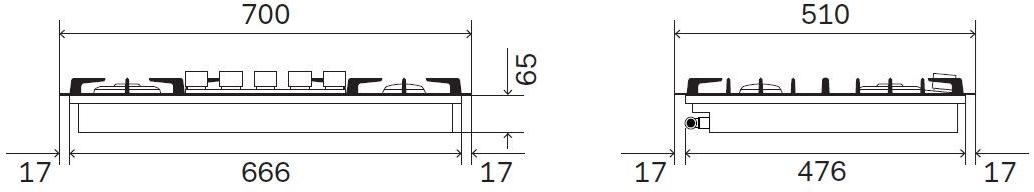 Ilve Газовая плита из нержавеющей стали Professional plus Hp75 Santreyd  - Вид №1