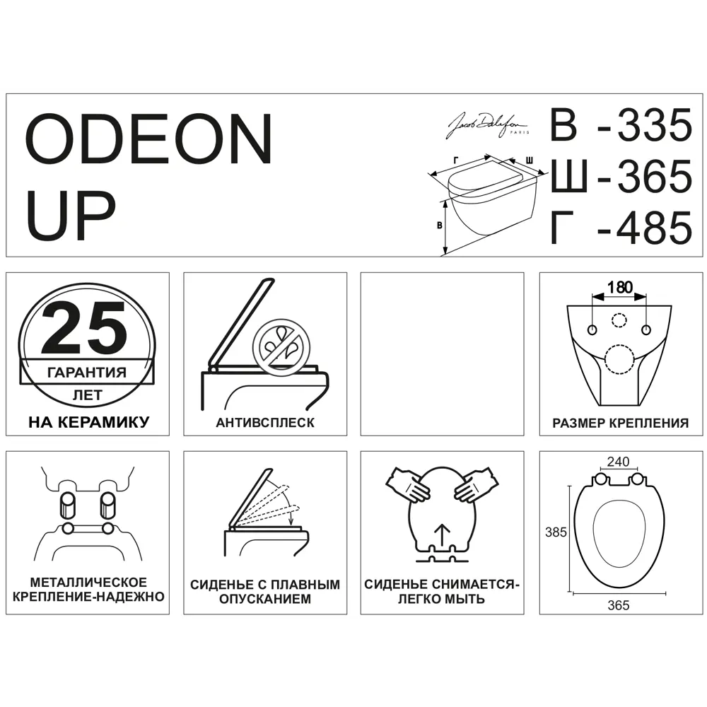 Унитаз подвесной Odeon Up 82068726 STLM-2084703 JACOB DELAFON - Вид №3