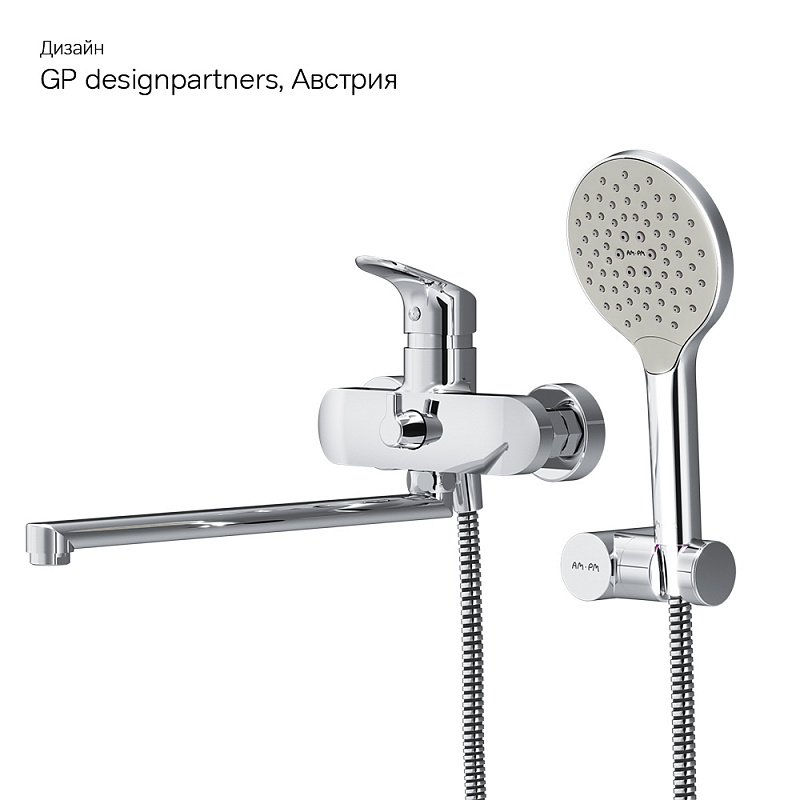 F8095000 смеситель д/ванны/душа излив 320 мм душевой набор хром шт. AM.PM Like - Вид №6