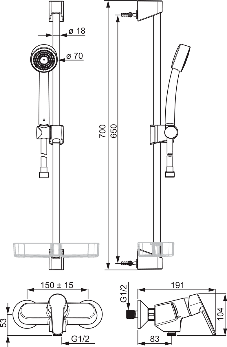 Oras 3966Y Cмеситель для душа с душевым комплектом 3966Y Saga Хром  - Вид №1