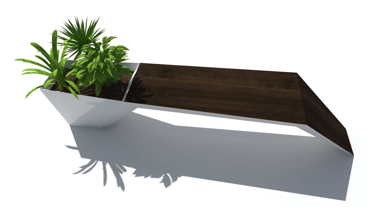 Скамейка из дерева и листового металла со встроенной плантатором без спинки CITYSì URBAN ARCH-00044158 - Вид №21