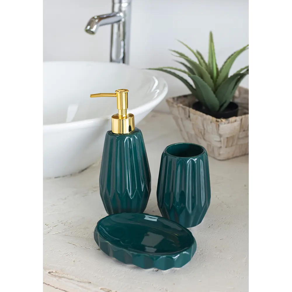 Стакан для зубныx щеток Emerald керамика изумрудный 82369126 STLM-2037537 PROFFI HOME - Вид №3