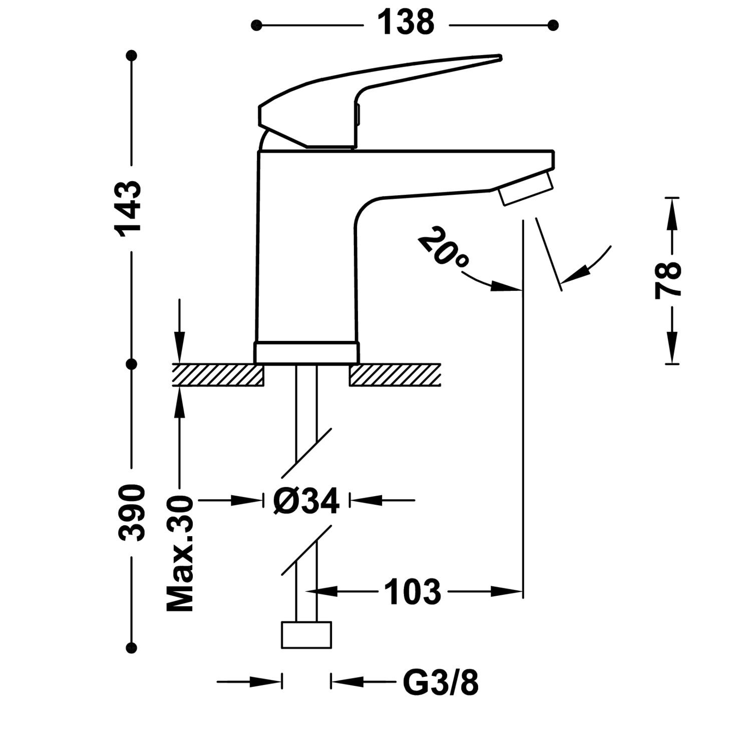 ОСНОВАНИЕ ПЛЮС смеситель для умывальника с одной ручкой-21610303 TRES Base - Вид №1