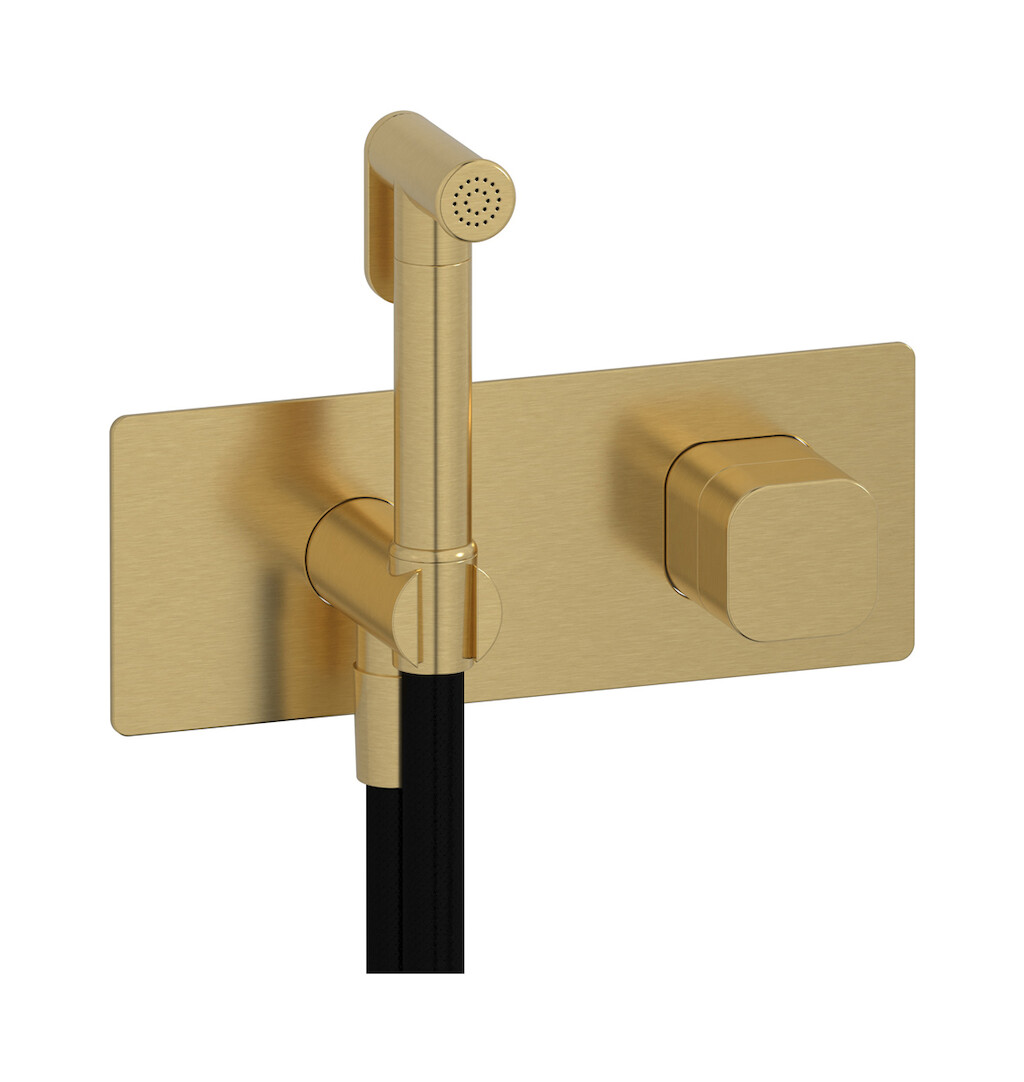 Внешние части гигенического душа со смесителем. WE ARE IB eo706os_1 Brushed Gold Elio