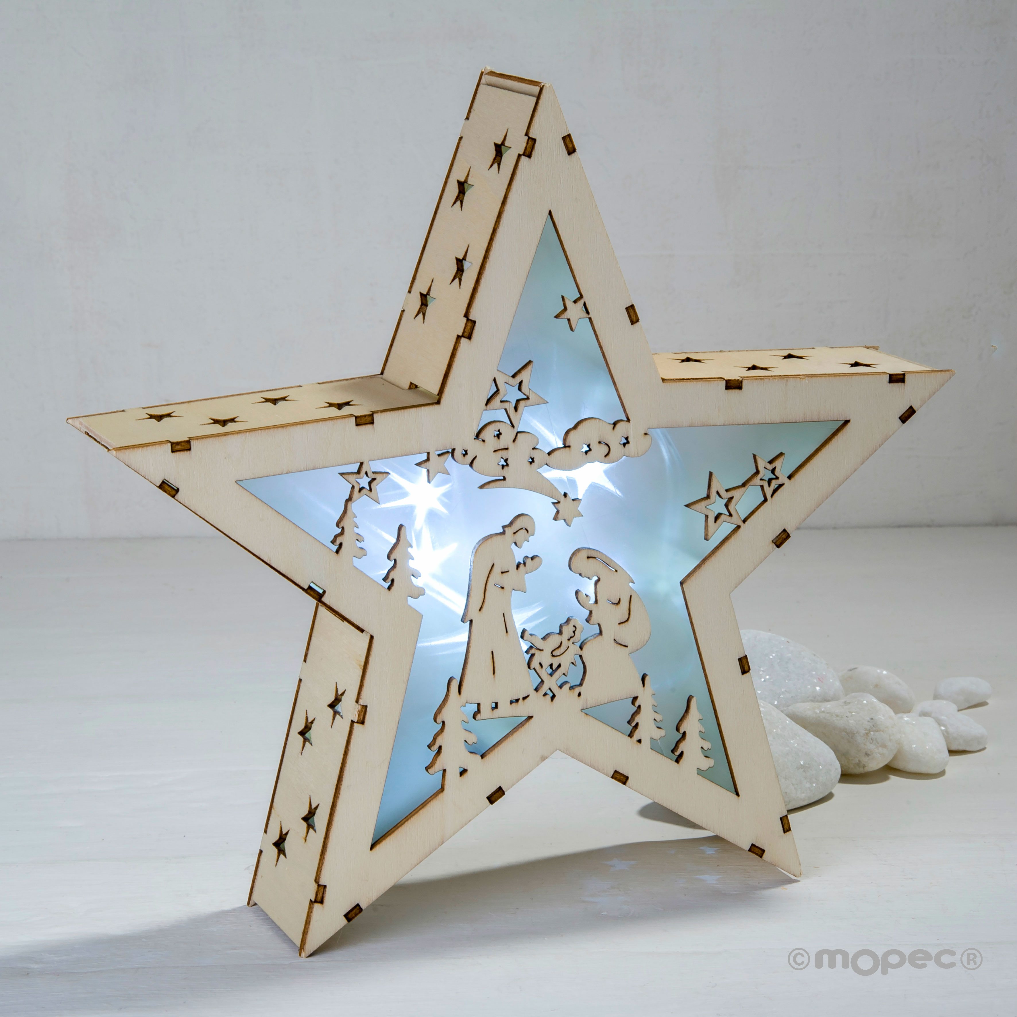 NW513 Деревянная звезда со светодиодом Dekoraniaevents Navidad 