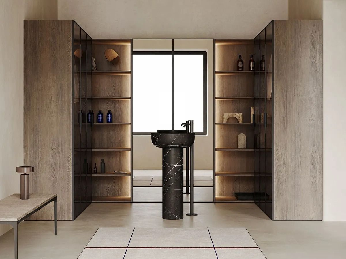 Модульный шкаф для ванной комнаты из МДФ со стеклянными дверцами Inbani слой ARCH-00073459 - Вид №6