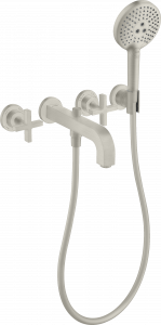 39447800 Смеситель для ванны на 3 отверстия, скрытого монтажа, настенный с поперечными ручками и накладками AXOR CITTERIO