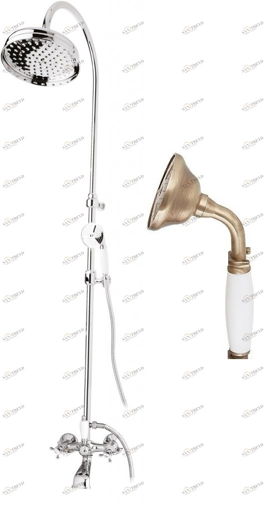 Душевая стойка со смесителем, с изливом, верхним и ручным душем CEZARES GOLF-CVD-02-Bi