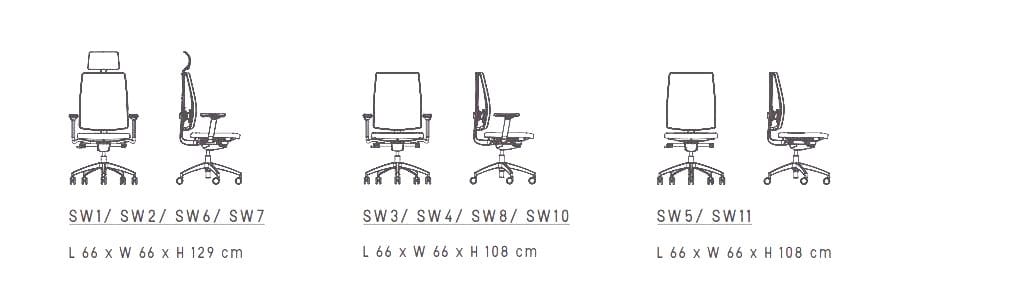 Офисное кресло с регулируемой высотой и сеткой с 5 спицами Luxy Switch ARCH-00025528 - Вид №8