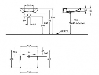 258555000 Подвесная раковина настенная квадратная Keramag  - Вид №2