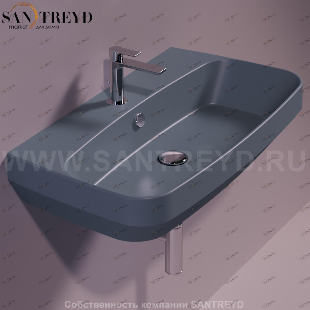 BB12CEMENTOMATT Подвесная раковина настенная прямоугольная Simas Baden Baden серая