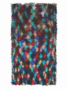 AFOLKI Прямоугольный шерстяной коврик с длинным ворсом и геометрическими мотивами Boucherouite Taa434be