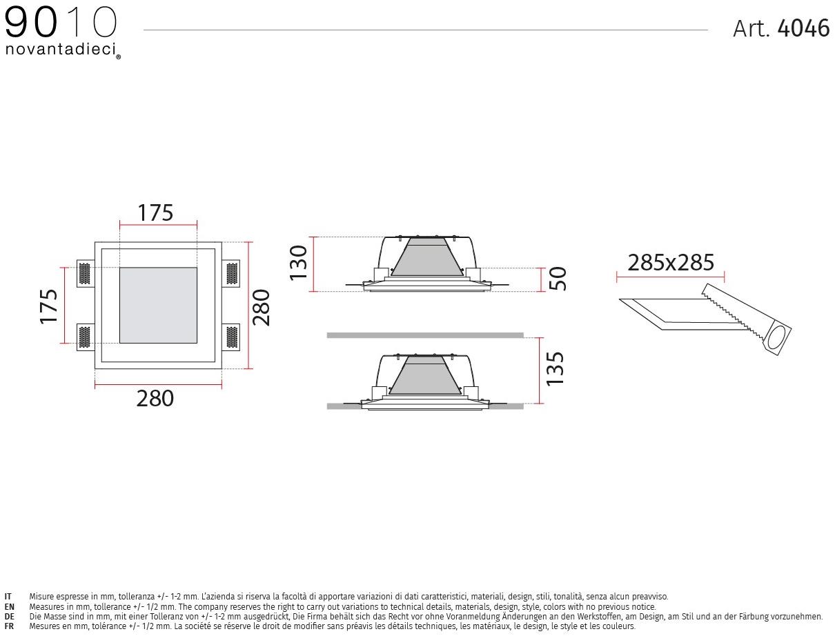 9010 novantadieci Встраиваемые настенные и потолочные светильники из cristaly®  4046  - Вид №2