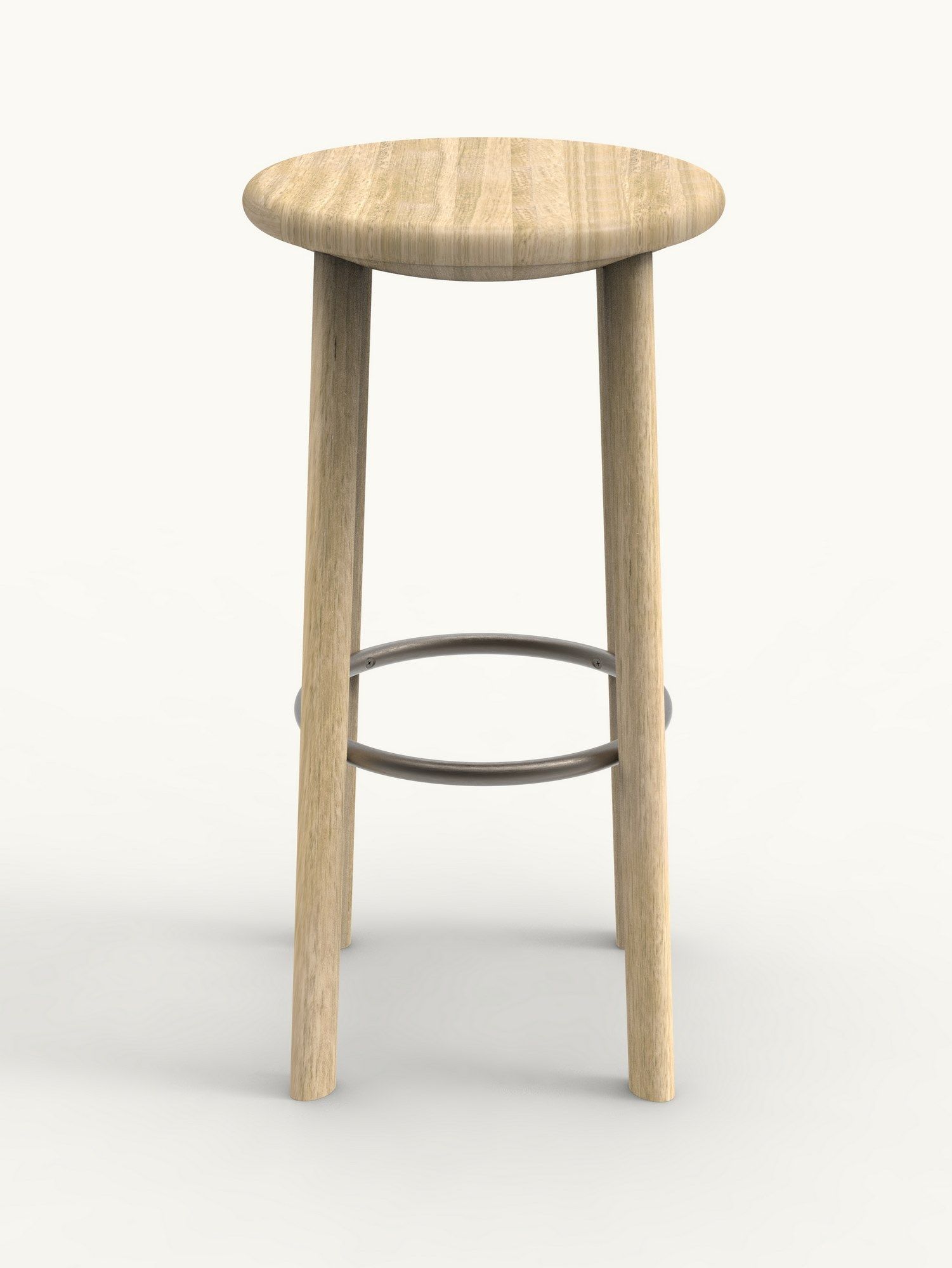 Высокий дубовый барный стул с подставкой для ног BassamFellows BOWL ARCH-00133107 - Вид №1