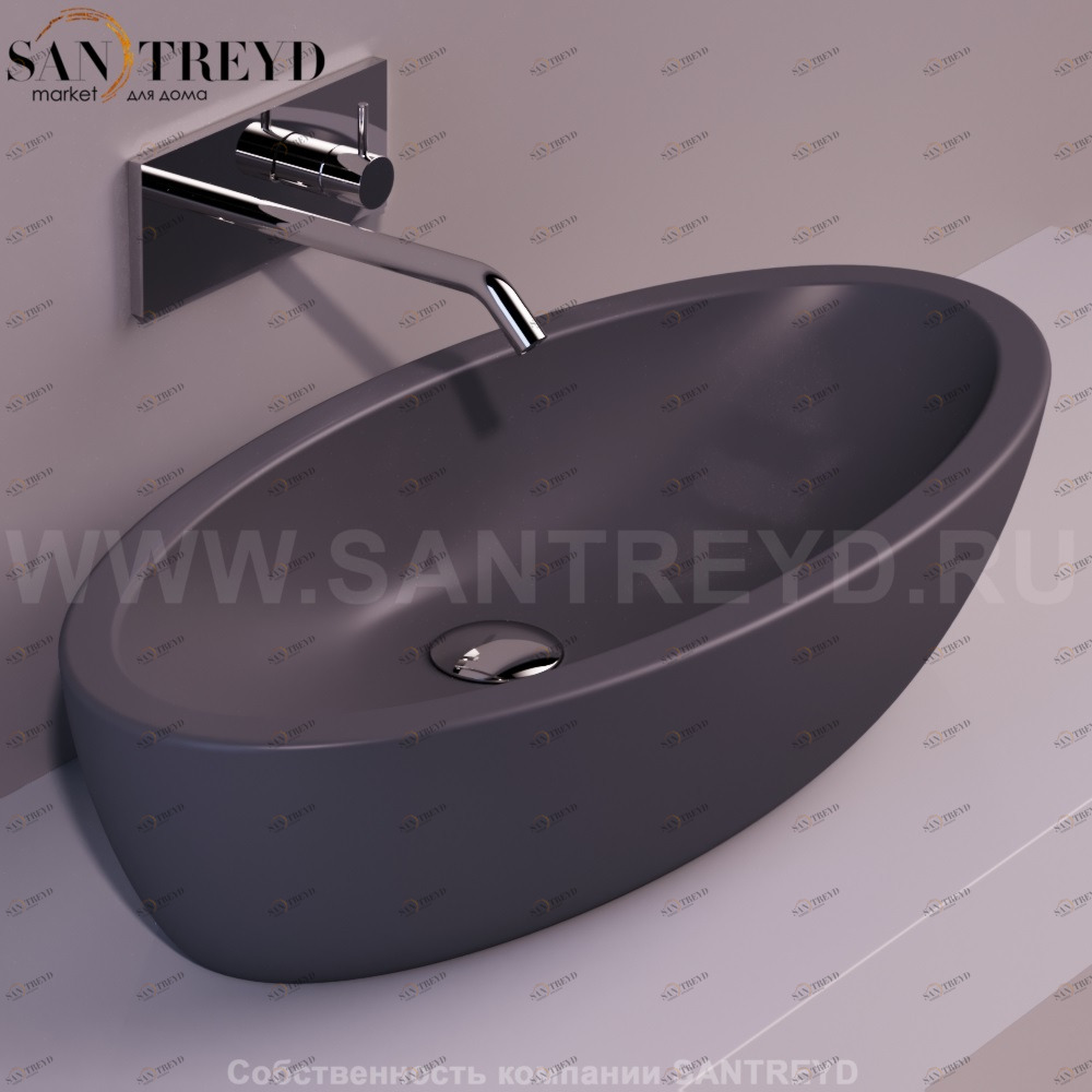 LFT64ANTRACITEMATT Накладная раковина на столешницу  овальная Simas LFT Spazio