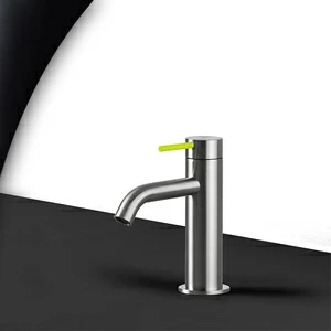 Смеситель для раковины сталь матовая с зеленой ручкой Toki Radomonte TKI1SCIL13