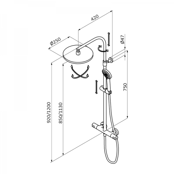 40435400TL PREMIUM GRB E-Dry душ термостатический с колонкой Хром GRB MIXERS  - Вид №1