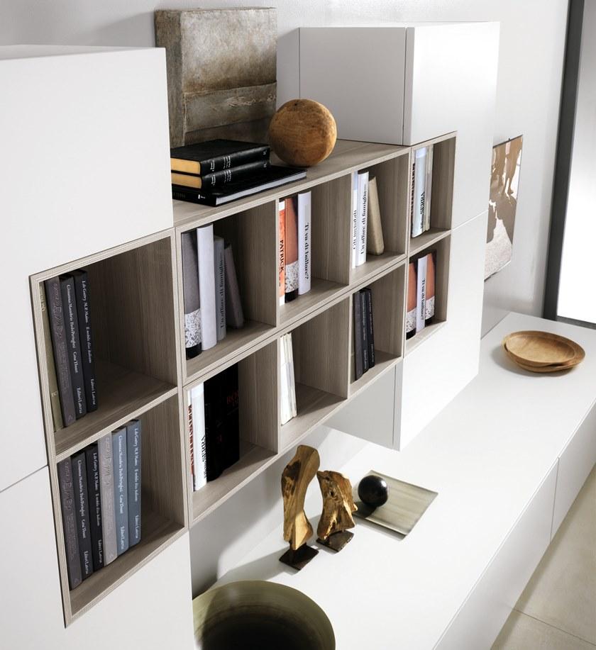 Composit Настенный шкаф из лакированного дерева в современном стиле с подставкой под телевизор. Day system sun-id-1456874 - Вид №1