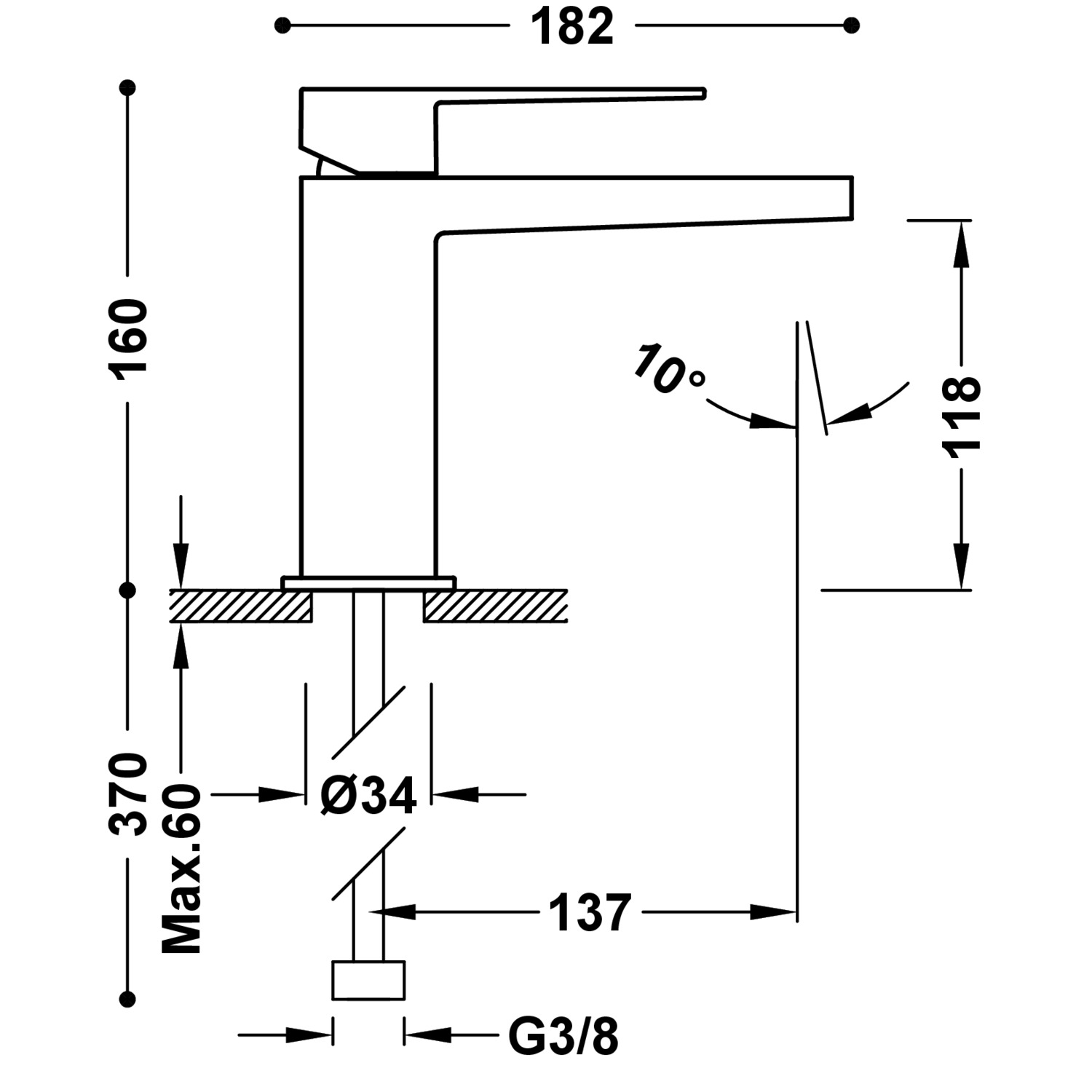 ТОНКИЙ смеситель для умывальника с одной ручкой-20210301OR TRES  - Вид №1