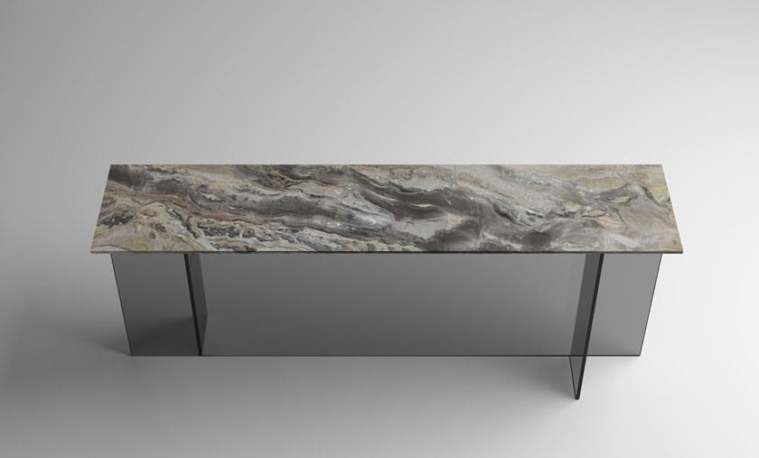 Tonelli Design Прямоугольная консоль с мраморной столешницей и стеклянным основанием Sestante sun-id-1430403 - Вид №1
