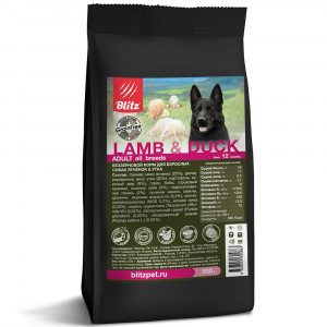 ПР0055618 Корм для собак Holistic беззерновой ягненок, утка сух. 500г Blitz