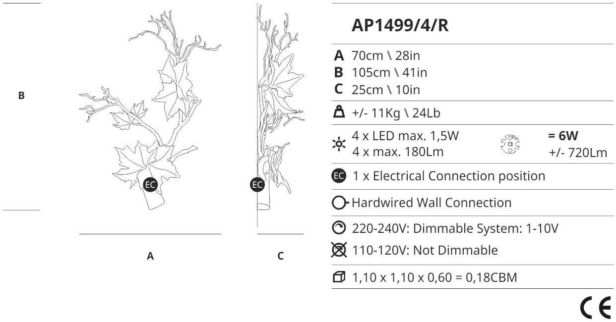 Serip Бра ручной работы из бронзы Folio Ap1499/4/r - Вид №2