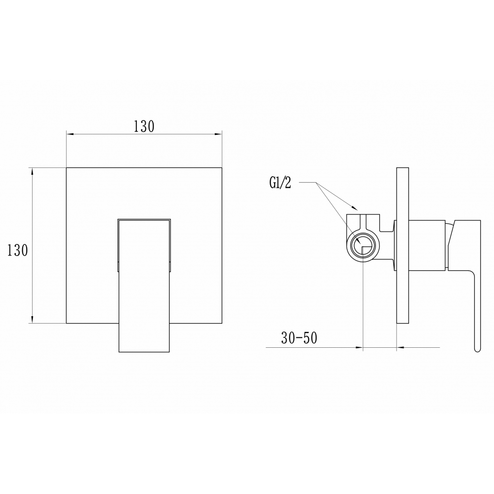 GZ 5103 Смеситель встраиваемый квадратный Ganzer Хром Ganzer Германия 13932 - Вид №2