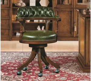 SCAPPINI & C Вращающееся кресло из дерева и кожи с 5-спицевыми колесами 35th anniversary Se 0153/p