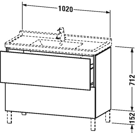 LC661004949 Тумбочка напольная L-Cube #LC6610 1020 x 469 мм Графит матовый, декор Duravit - Вид №1