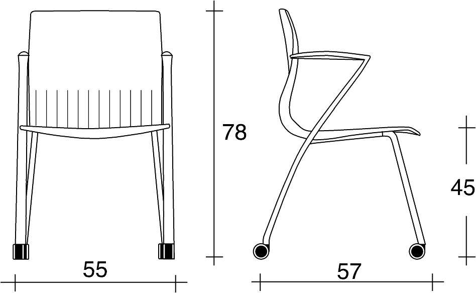 TALIN Пластиковый стул с подлокотниками на колесиках Webby sun-id-1372378 - Вид №1