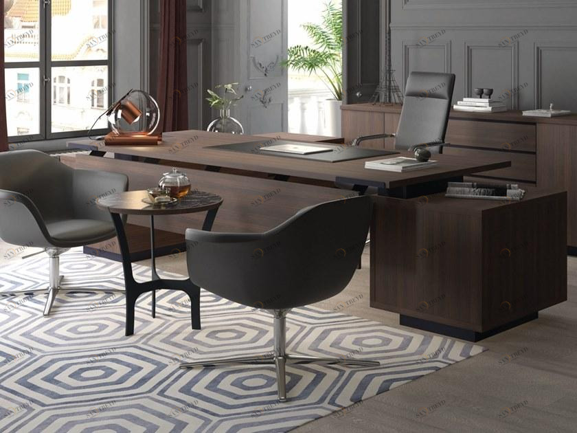 Ersa Прямоугольный письменный стол из фанерованной древесины со встроенной полкой sun-id-1459471