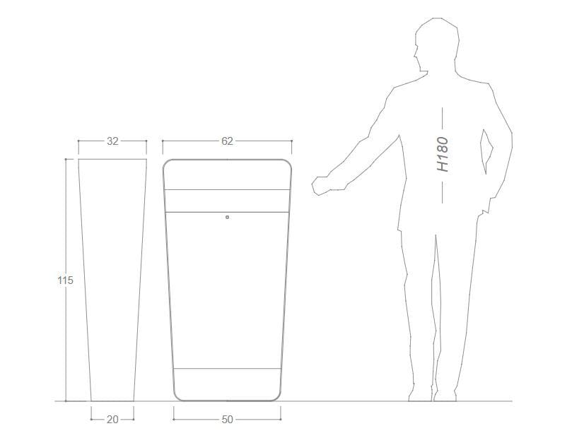 Корзина для мусора из оцинкованной стали с крышкой DIMCAR MISS THIN ARCH-00108973 - Вид №1