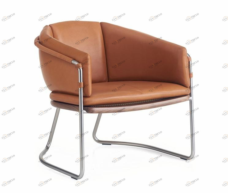 BassamFellows Санное кресло с кожаной обивкой и подлокотниками Geometric Cb-454