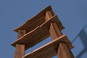 Двухсторонний книжный шкаф из массива дерева