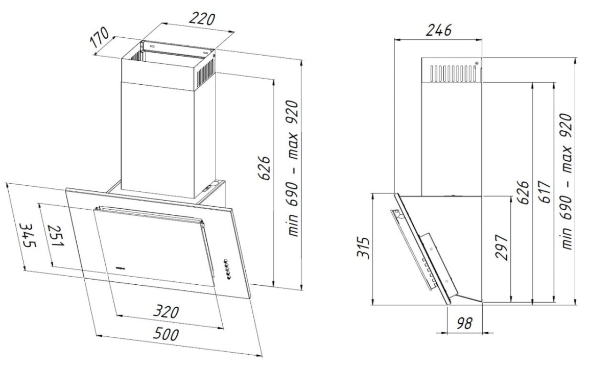9235616 Вытяжка наклонная Akpo WK-4 Optima 3.0 черный/черный STDN-0126614 - Вид №8