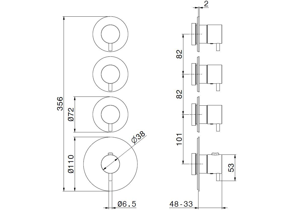 Смеситель для душа с 4 отверстиями Newform X-WAY ARCH-00093862 - Вид №4