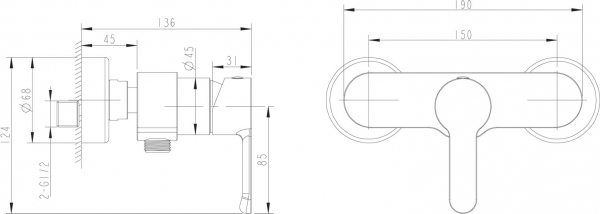 Смеситель для ванной комнаты для душа STREAM F93783C-01A bravat - Вид №2