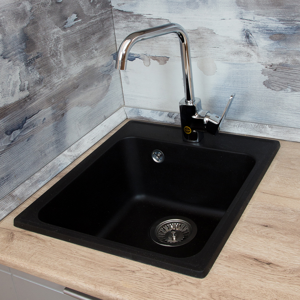 RQ21 антрацит Мойка для кухни RQ21 прямоугольная, цвет антрацит Raiber  - Вид №6